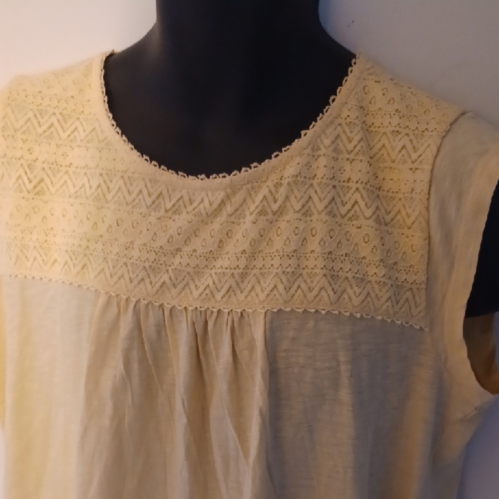 NWT Lucky Brand Cream Sleeveless Blouse with Lace - Picture 4 of 9
